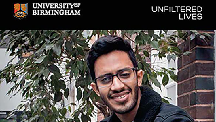 Univeristy Birmingham logo with an image of a student