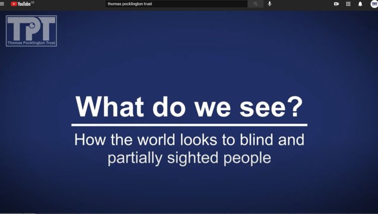 Title page of video reading: What do we see? How the world looks to blind and partially sighted people