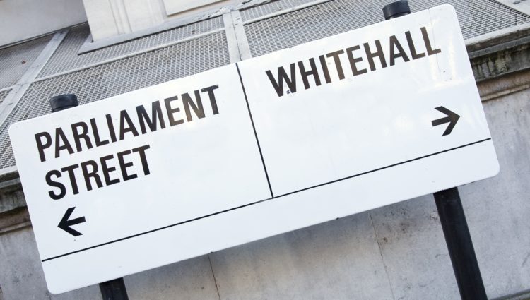 street signs for Whitehall and parliament street
