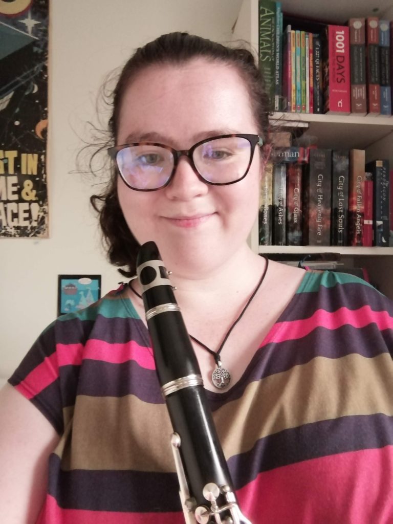 Picture of Sarah with her clarinet 